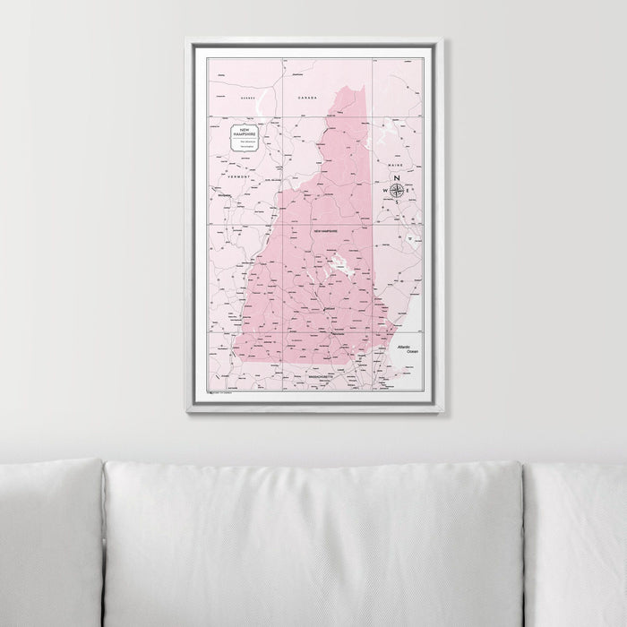 Push Pin New Hampshire Map (Pin Board) - Pink Color Splash