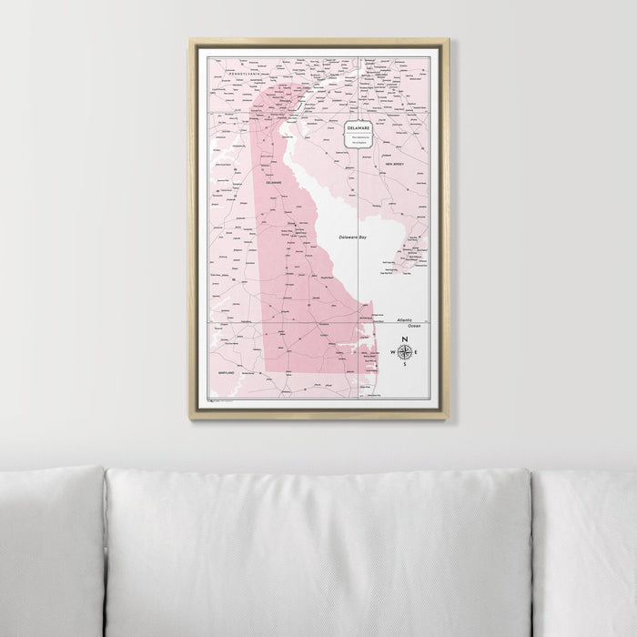Push Pin Delaware Map (Pin Board) - Pink Color Splash CM Pin Board