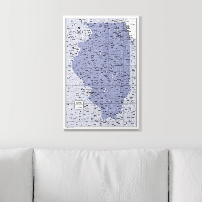 Push Pin Illinois Map (Pin Board) - Purple Color Splash