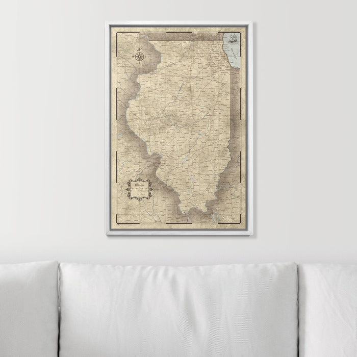 Push Pin Illinois Map (Pin Board) - Rustic Vintage CM Pin Board