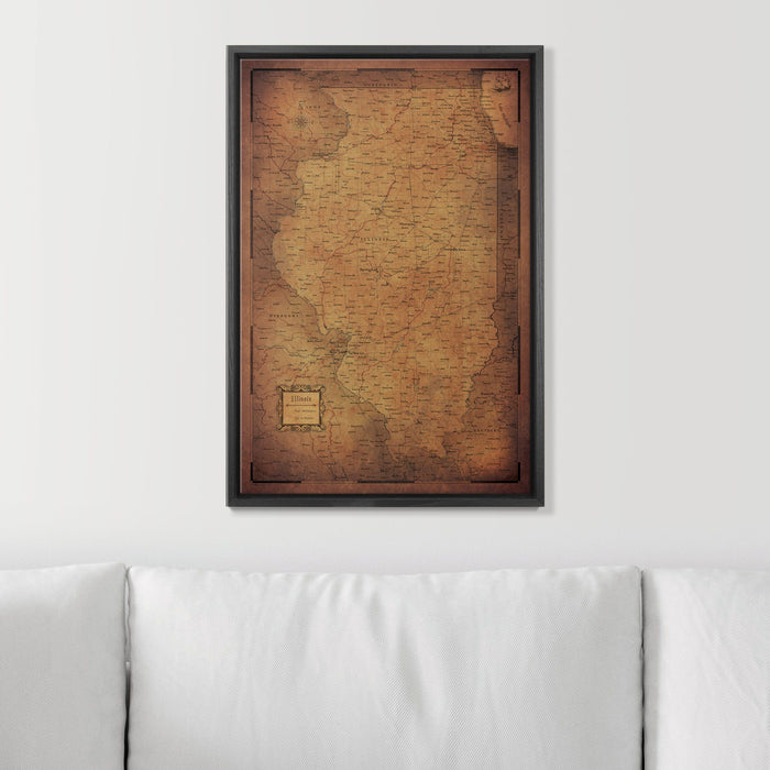 Push Pin Illinois Map (Pin Board) - Golden Aged CM Pin Board