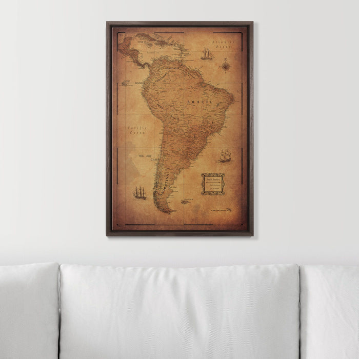Push Pin South America Map (Pin Board) - Golden Aged CM Pin Board