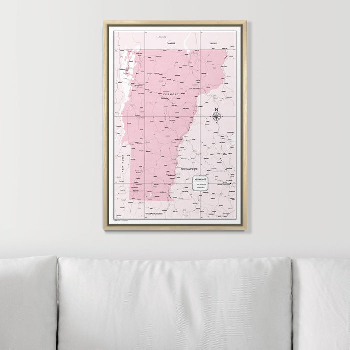 Push Pin Vermont Map (Pin Board) - Pink Color Splash CM Pin Board