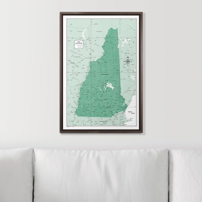Push Pin New Hampshire Map (Pin Board) - Green Color Splash