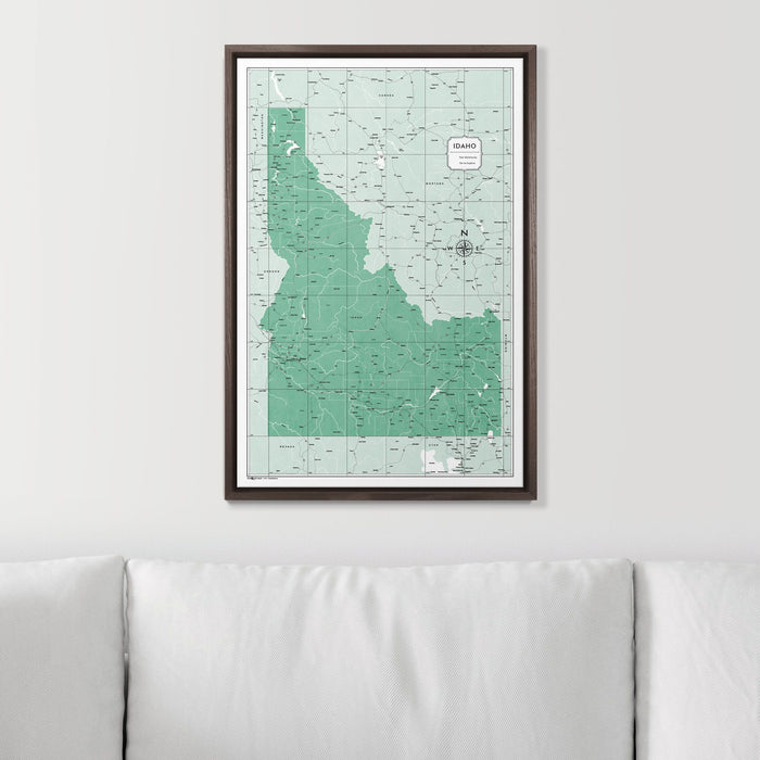 Push Pin Idaho Map (Pin Board) - Green Color Splash