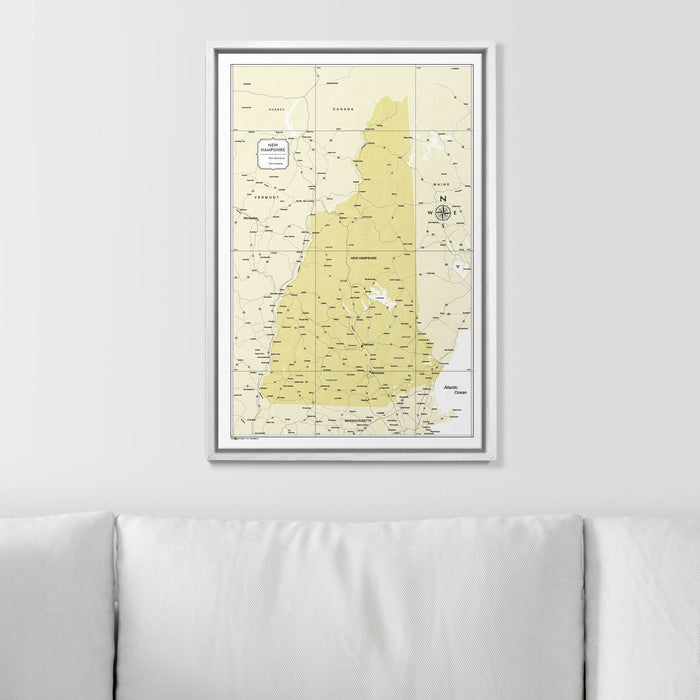 Push Pin New Hampshire Map (Pin Board) - Yellow Color Splash