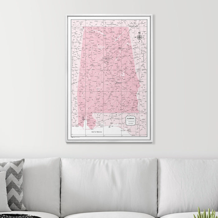 Push Pin Alabama Map (Pin Board) - Pink Color Splash