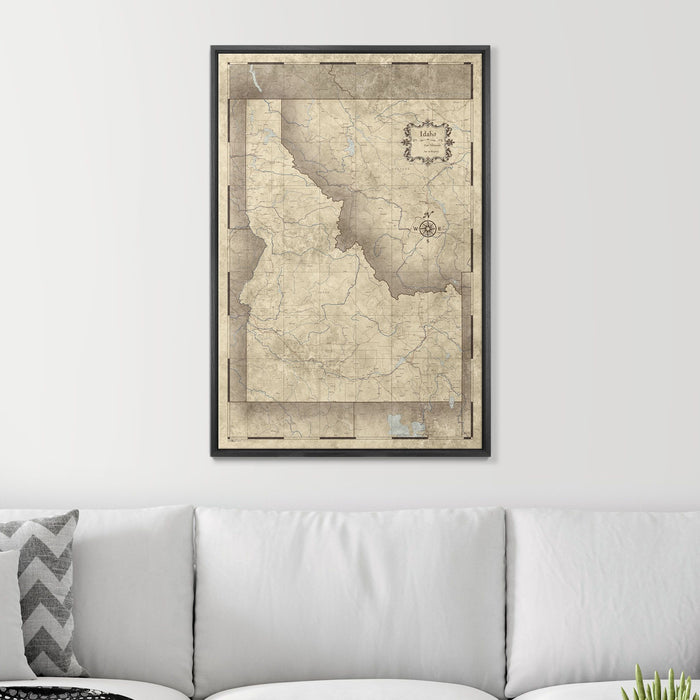 Push Pin Idaho Map (Pin Board) - Rustic Vintage