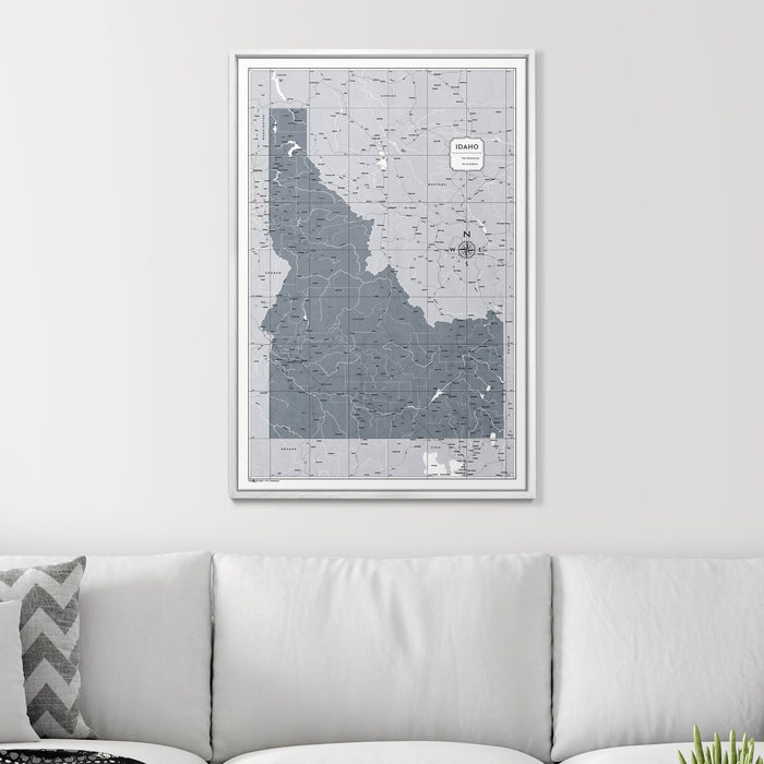 Push Pin Idaho Map (Pin Board) - Dark Gray Color Splash