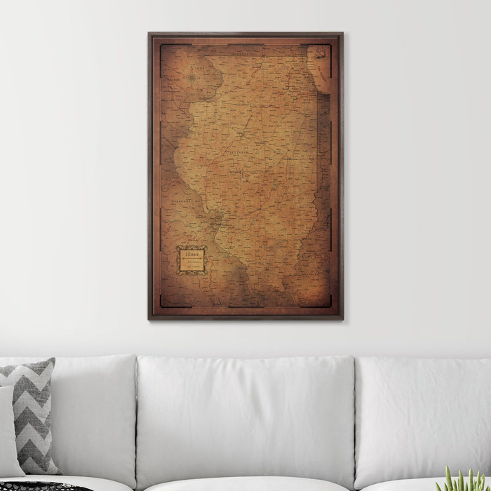 Push Pin Illinois Map (Pin Board) - Golden Aged