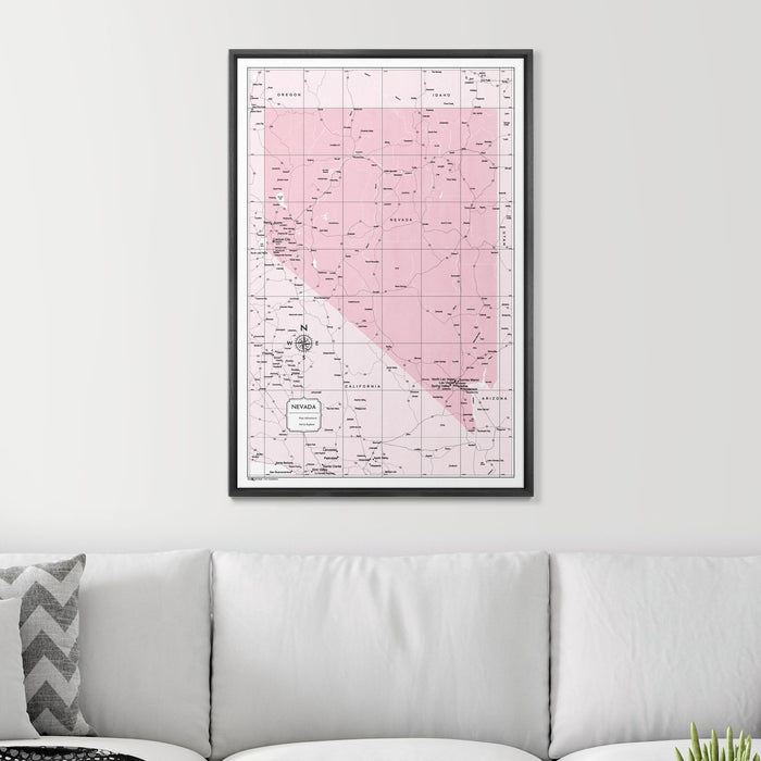 Push Pin Nevada Map (Pin Board) - Pink Color Splash CM Pin Board