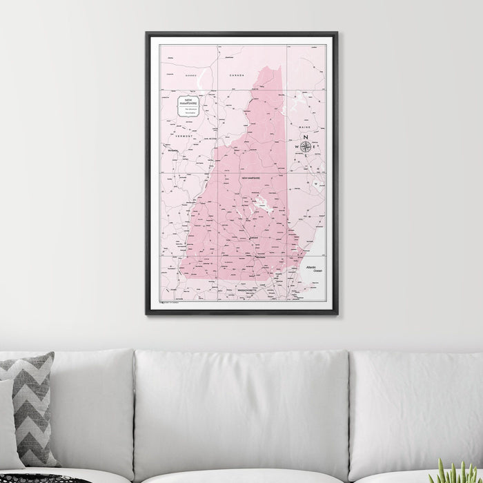 Push Pin New Hampshire Map (Pin Board) - Pink Color Splash