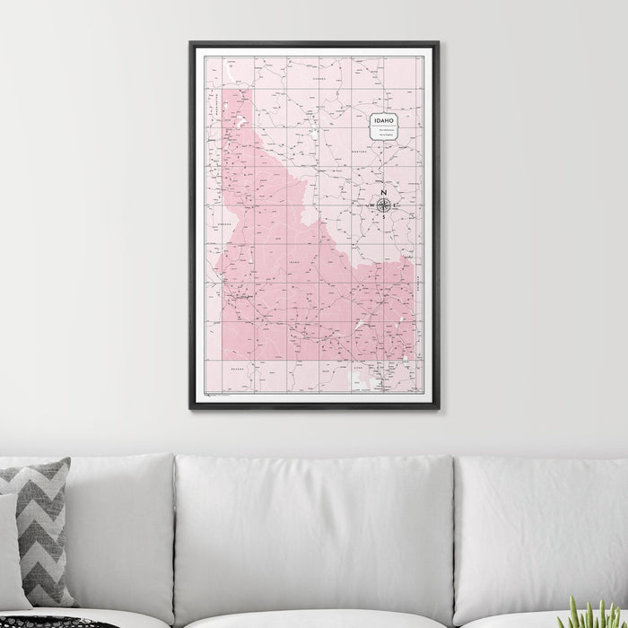 Push Pin Idaho Map (Pin Board) - Pink Color Splash