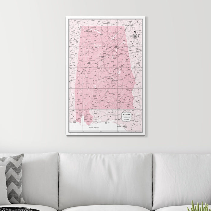Push Pin Alabama Map (Pin Board) - Pink Color Splash CM Pin Board