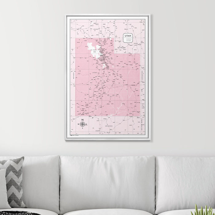 Push Pin Utah Map (Pin Board) - Pink Color Splash