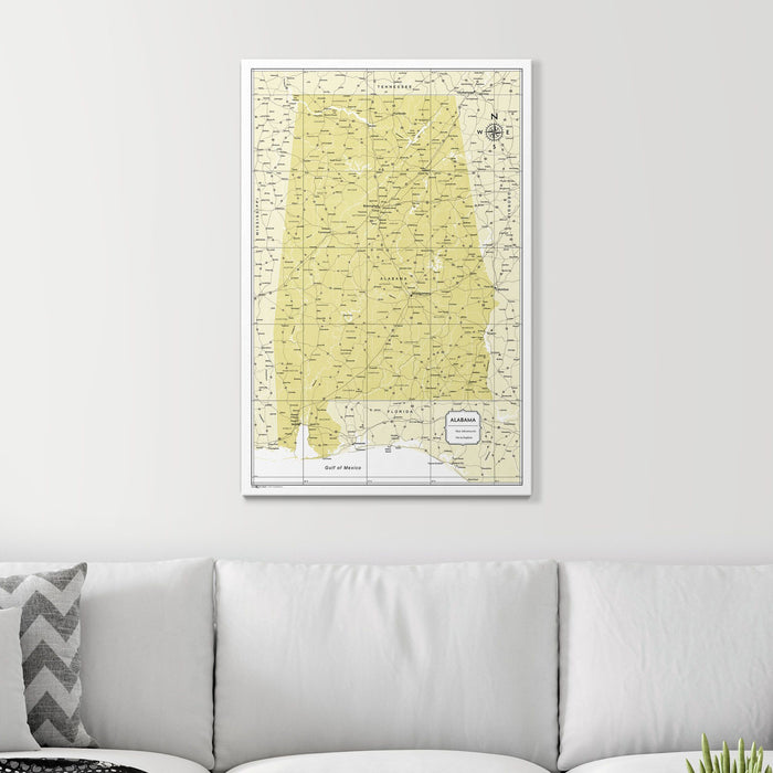 Push Pin Alabama Map (Pin Board) - Yellow Color Splash CM Pin Board