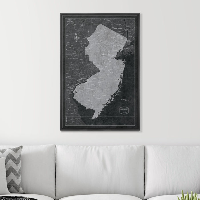 Push Pin New Jersey Map (Pin Board) - Modern Slate