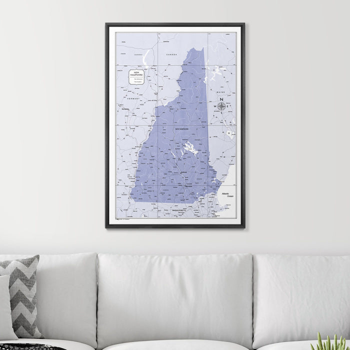 Push Pin New Hampshire Map (Pin Board) - Purple Color Splash