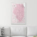 Push Pin Illinois Map (Pin Board) - Pink Color Splash CM Pin Board