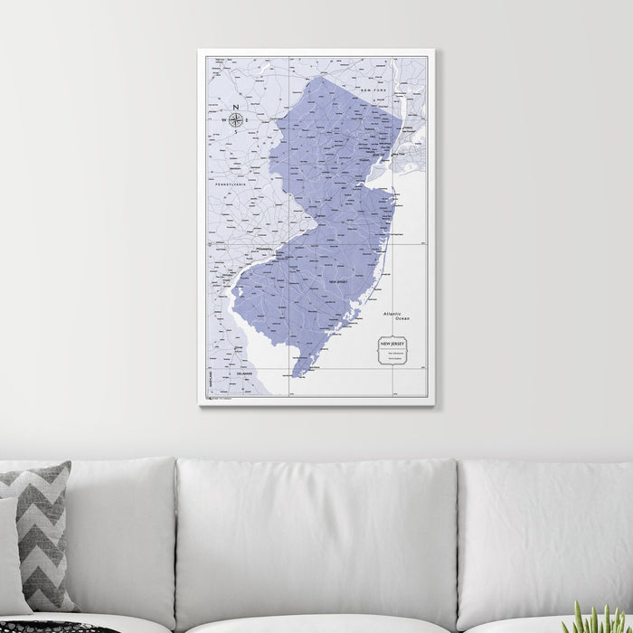 Push Pin New Jersey Map (Pin Board) - Purple Color Splash