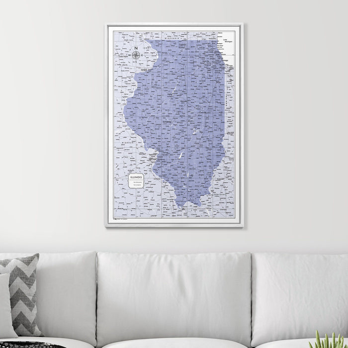 Push Pin Illinois Map (Pin Board) - Purple Color Splash