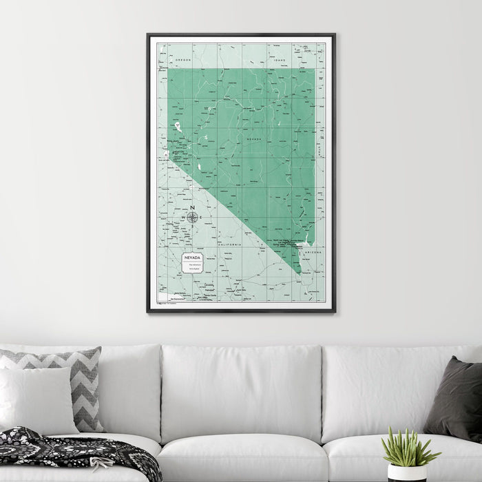 Push Pin Nevada Map (Pin Board) - Green Color Splash