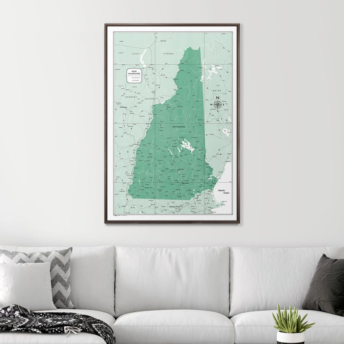 Push Pin New Hampshire Map (Pin Board) - Green Color Splash