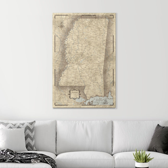 Push Pin Mississippi Map (Pin Board) - Rustic Vintage CM Pin Board