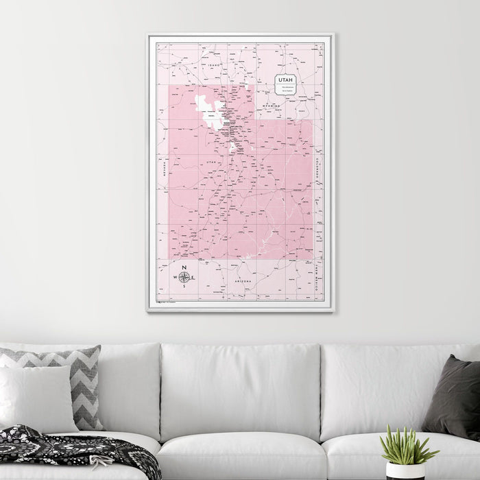Push Pin Utah Map (Pin Board) - Pink Color Splash