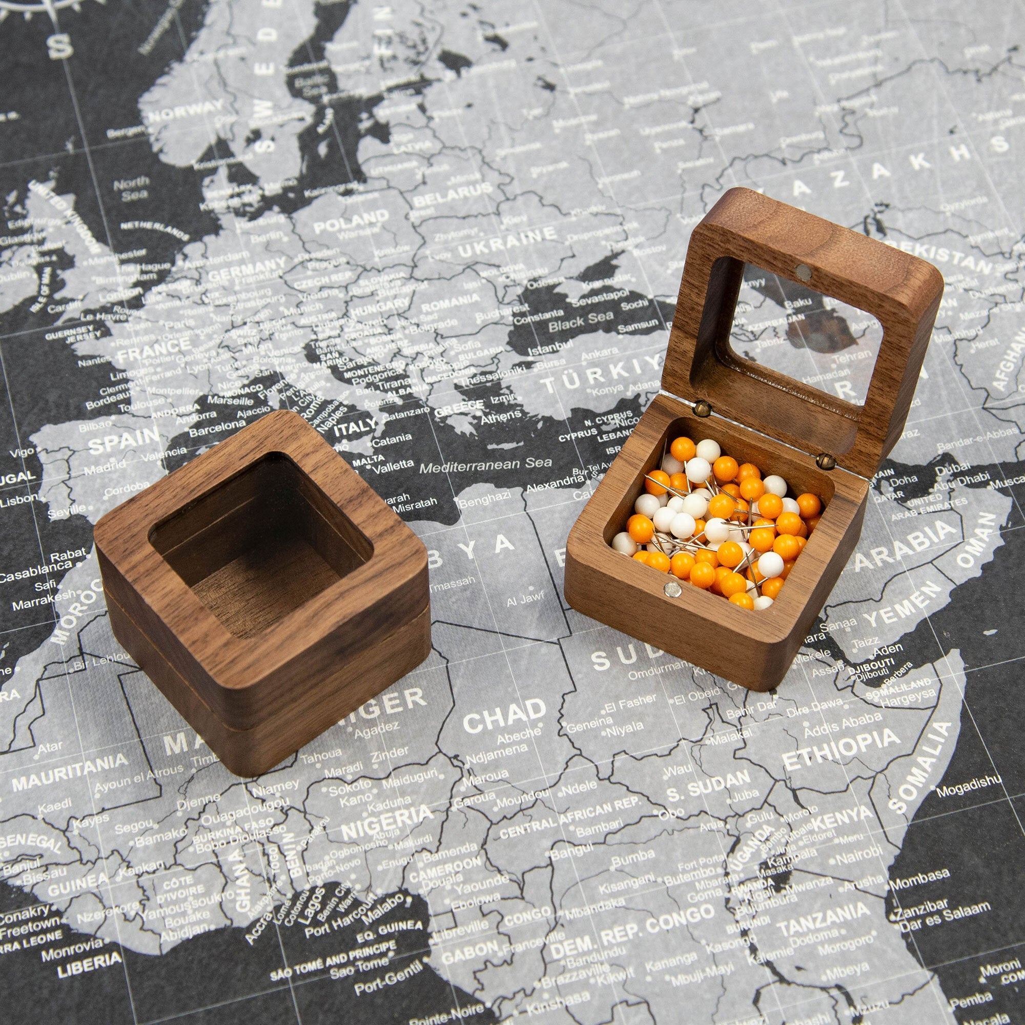 Wooden Pinbox w/ Window - Conquest Maps LLC