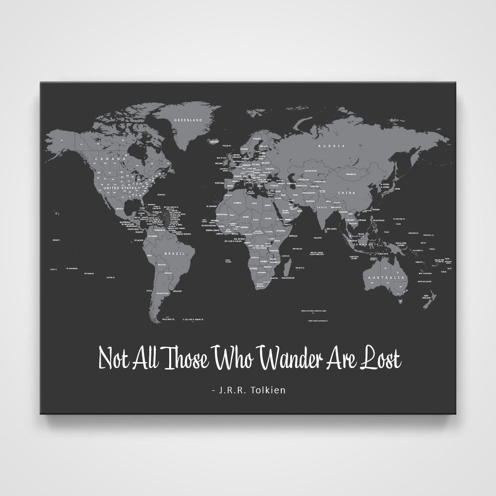 Push Pin Mini World Map - Prism Color Series - Midnight CM Mini Map