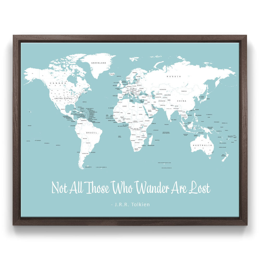 Push Pin Mini World Map - Prism Color Series - Mountain Mist CM Mini Map