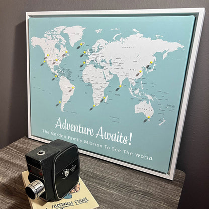 Push Pin Mini World Map - Prism Color Series - Mountain Mist CM Mini Map