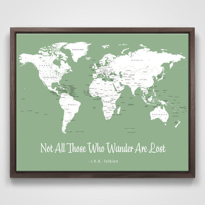 Push Pin Mini World Map - Prism Color Series - Mountain Mist CM Mini Map