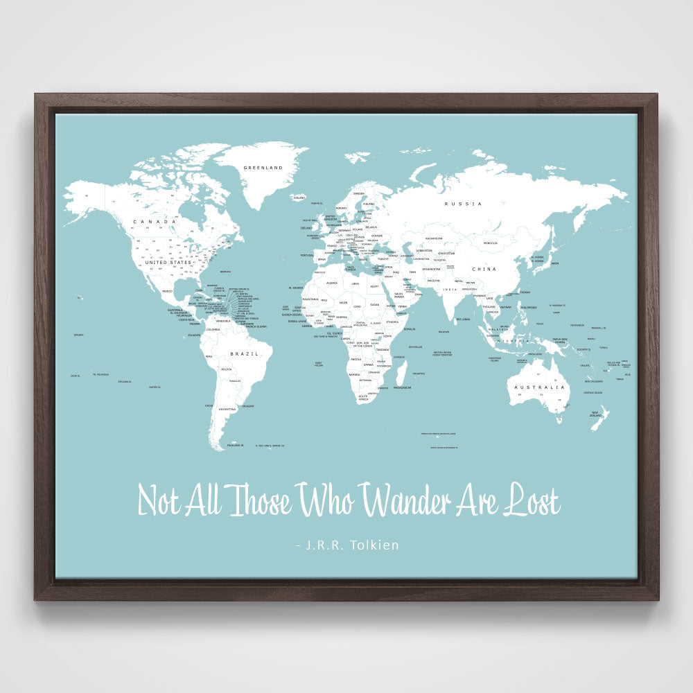 Push Pin Mini World Map - Prism Color Series - Mountain Mist CM Mini Map