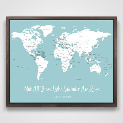 Push Pin Mini World Map - Prism Color Series - Mountain Mist CM Mini Map