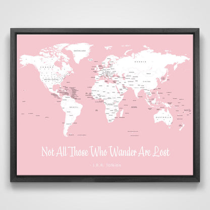 Push Pin Mini World Map - Prism Color Series - Mountain Mist CM Mini Map