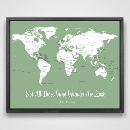 Push Pin Mini World Map - Prism Color Series - Mountain Mist CM Mini Map