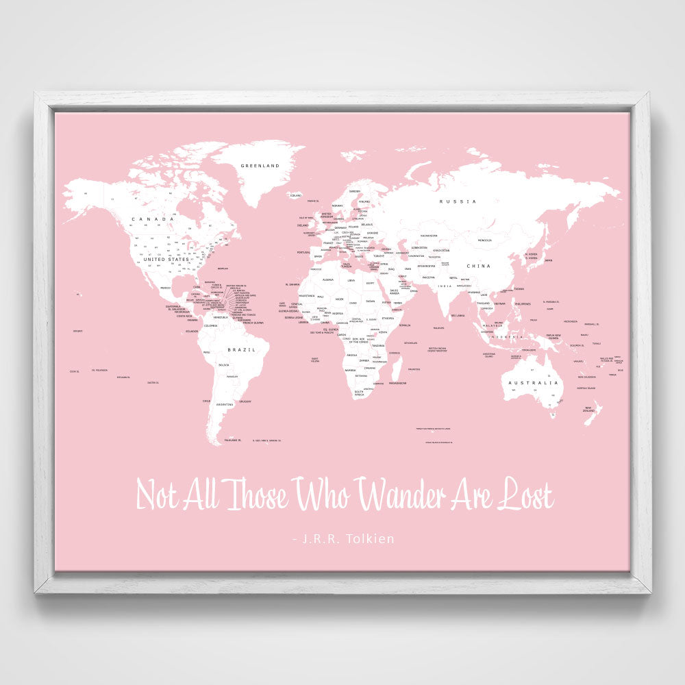 Push Pin Mini World Map - Prism Color Series - Mountain Mist CM Mini Map