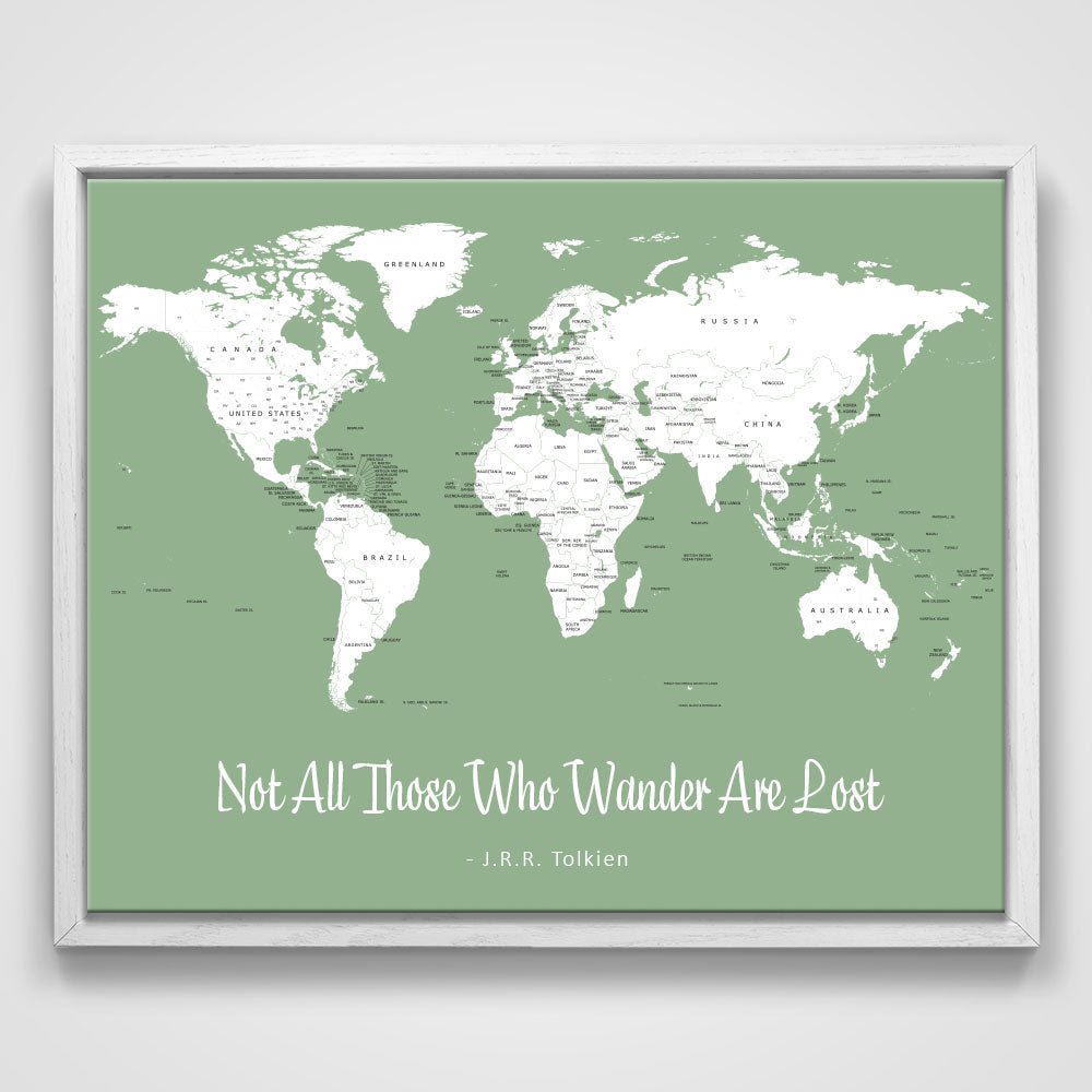 Push Pin Mini World Map - Prism Color Series - Mountain Mist CM Mini Map