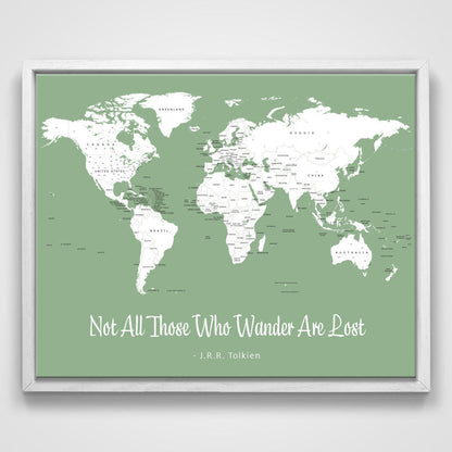 Push Pin Mini World Map - Prism Color Series - Mountain Mist CM Mini Map