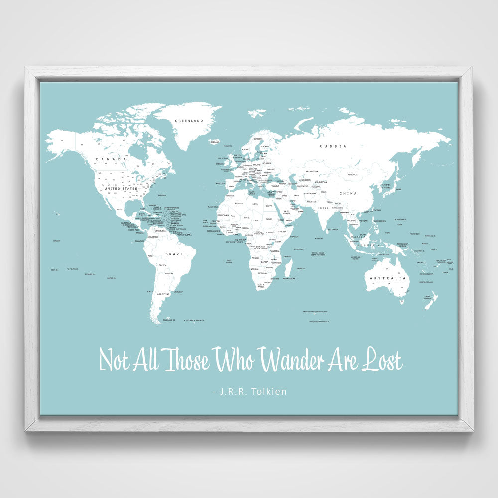 Push Pin Mini World Map - Prism Color Series - Mountain Mist CM Mini Map