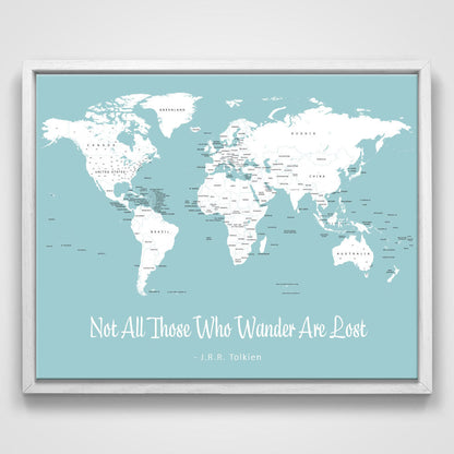 Push Pin Mini World Map - Prism Color Series - Mountain Mist CM Mini Map