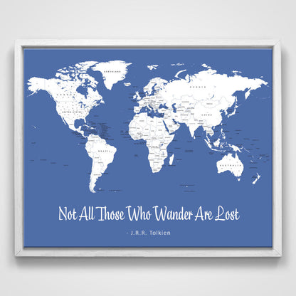 Push Pin Mini World Map - Prism Color Series - Mountain Mist CM Mini Map