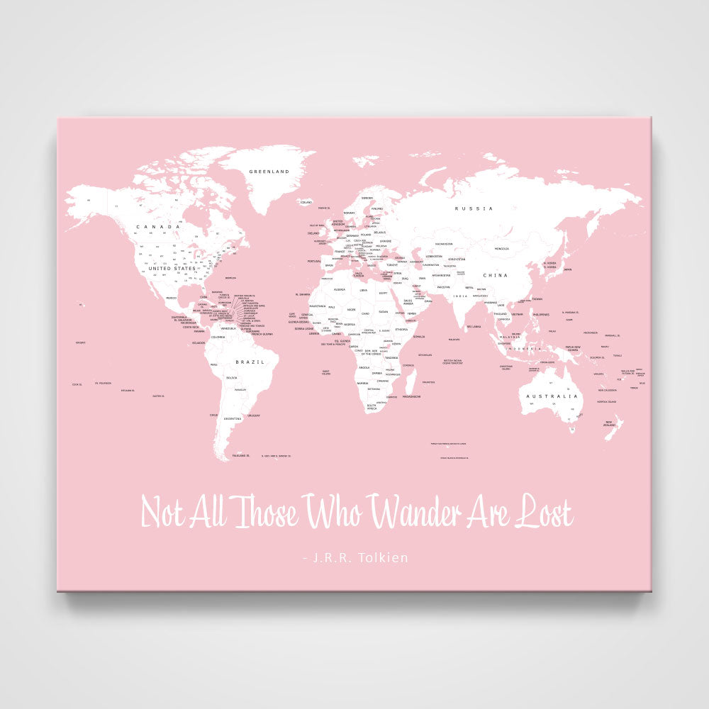 Push Pin Mini World Map - Prism Color Series - Mountain Mist CM Mini Map