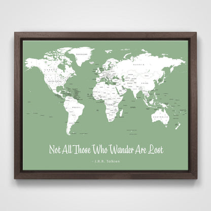 Push Pin Mini World Map - Prism Color Series - Mountain Mist CM Mini Map