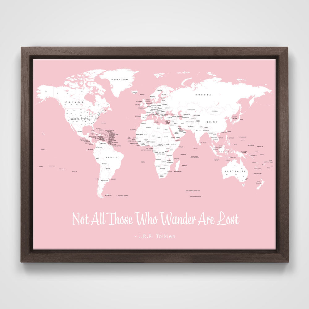 Push Pin Mini World Map - Prism Color Series - Mountain Mist CM Mini Map