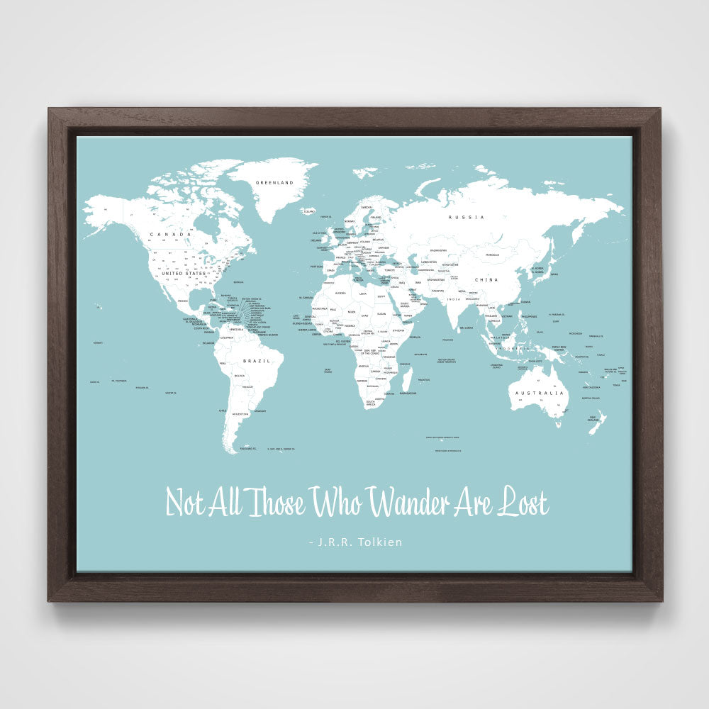 Push Pin Mini World Map - Prism Color Series - Mountain Mist CM Mini Map