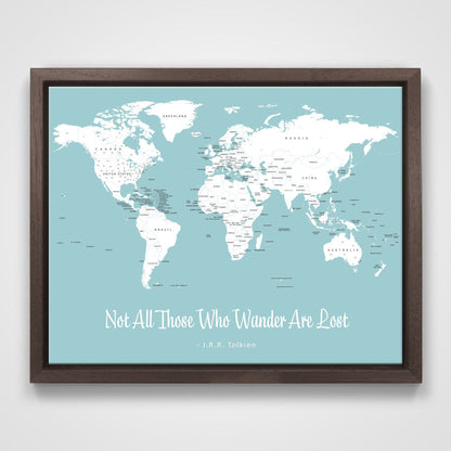 Push Pin Mini World Map - Prism Color Series - Mountain Mist CM Mini Map