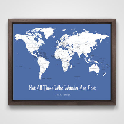 Push Pin Mini World Map - Prism Color Series - Mountain Mist CM Mini Map